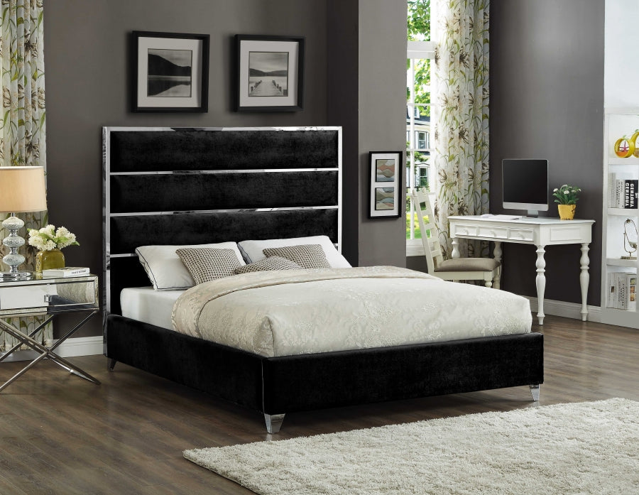 Zuma Black Velvet Queen Bed from Meridian - Luna Furniture