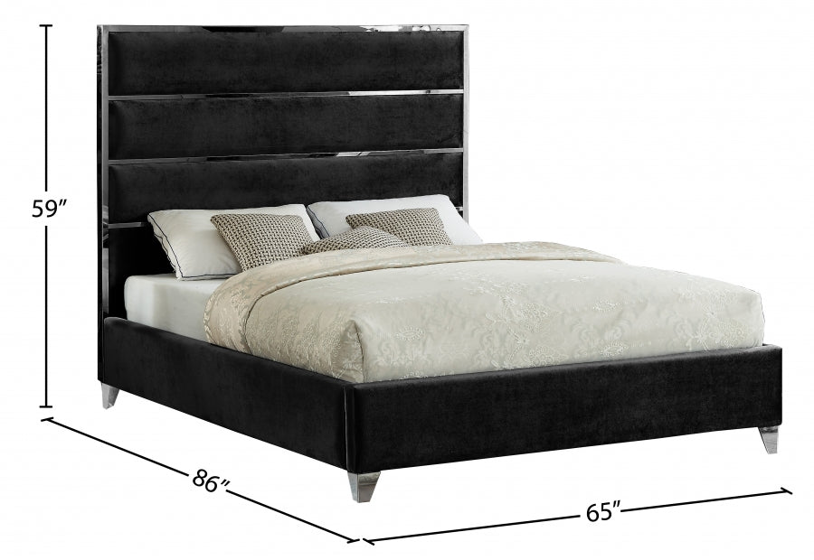 Zuma Black Velvet Queen Bed from Meridian - Luna Furniture