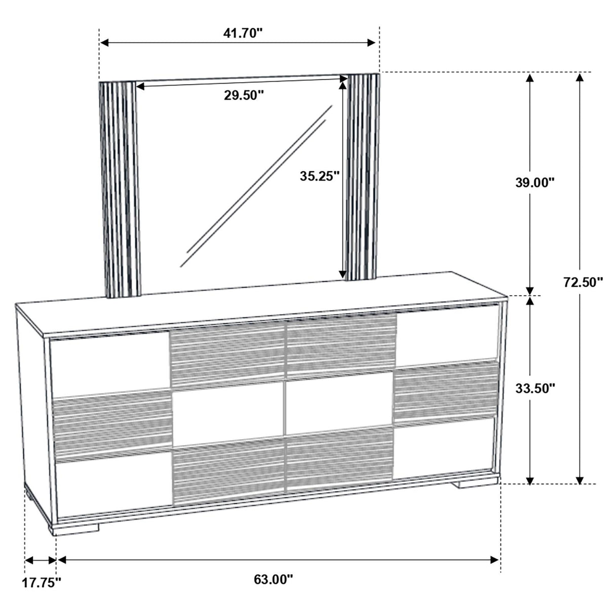 Blacktoft 6-drawer Dresser with Mirror Black - 207103M - Luna Furniture