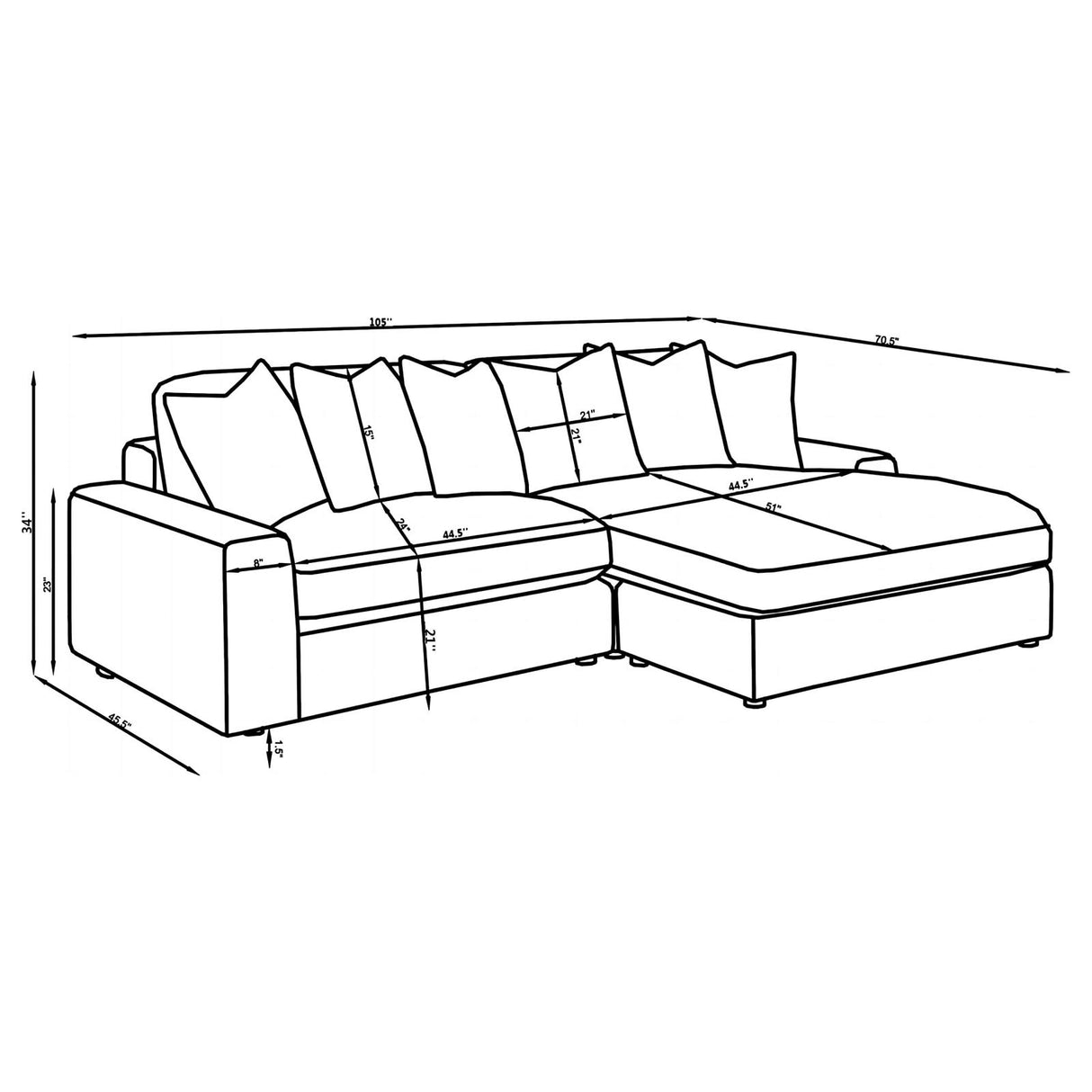 Blaine Upholstered Reversible Sectional Sofa Sand - 509899 - Luna Furniture