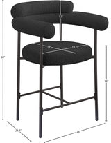 Blake Boucle Fabric Counter Stool Black, Set of 2 from Meridian - Luna Furniture