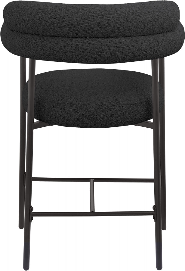 Blake Boucle Fabric Counter Stool Black, Set of 2 from Meridian - Luna Furniture