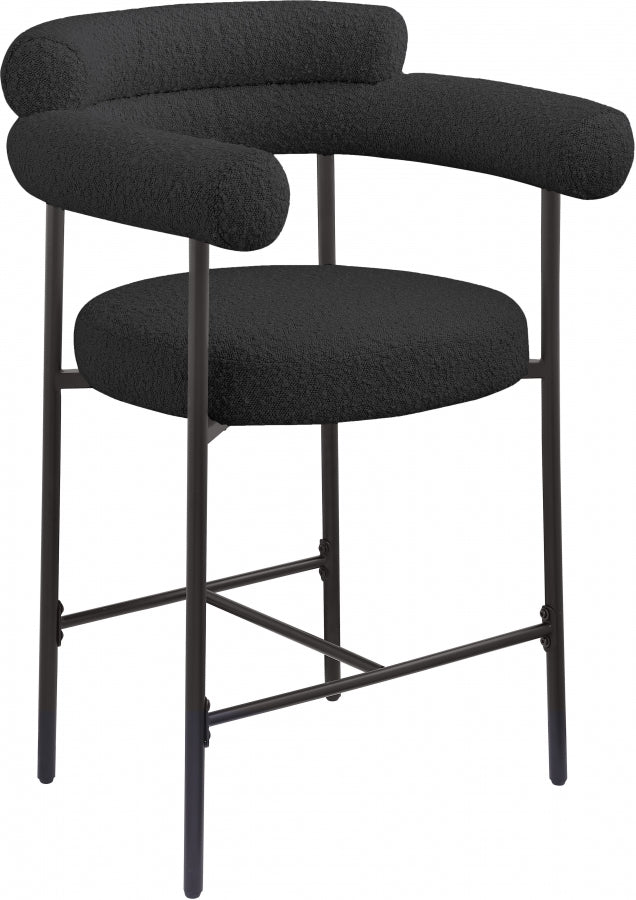 Blake Boucle Fabric Counter Stool Black, Set of 2 from Meridian - Luna Furniture