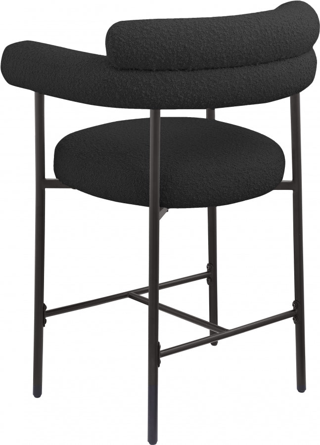 Blake Boucle Fabric Counter Stool Black, Set of 2 from Meridian - Luna Furniture