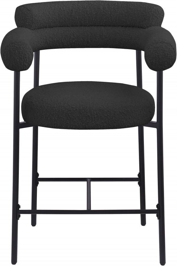 Blake Boucle Fabric Counter Stool Black, Set of 2 from Meridian - Luna Furniture