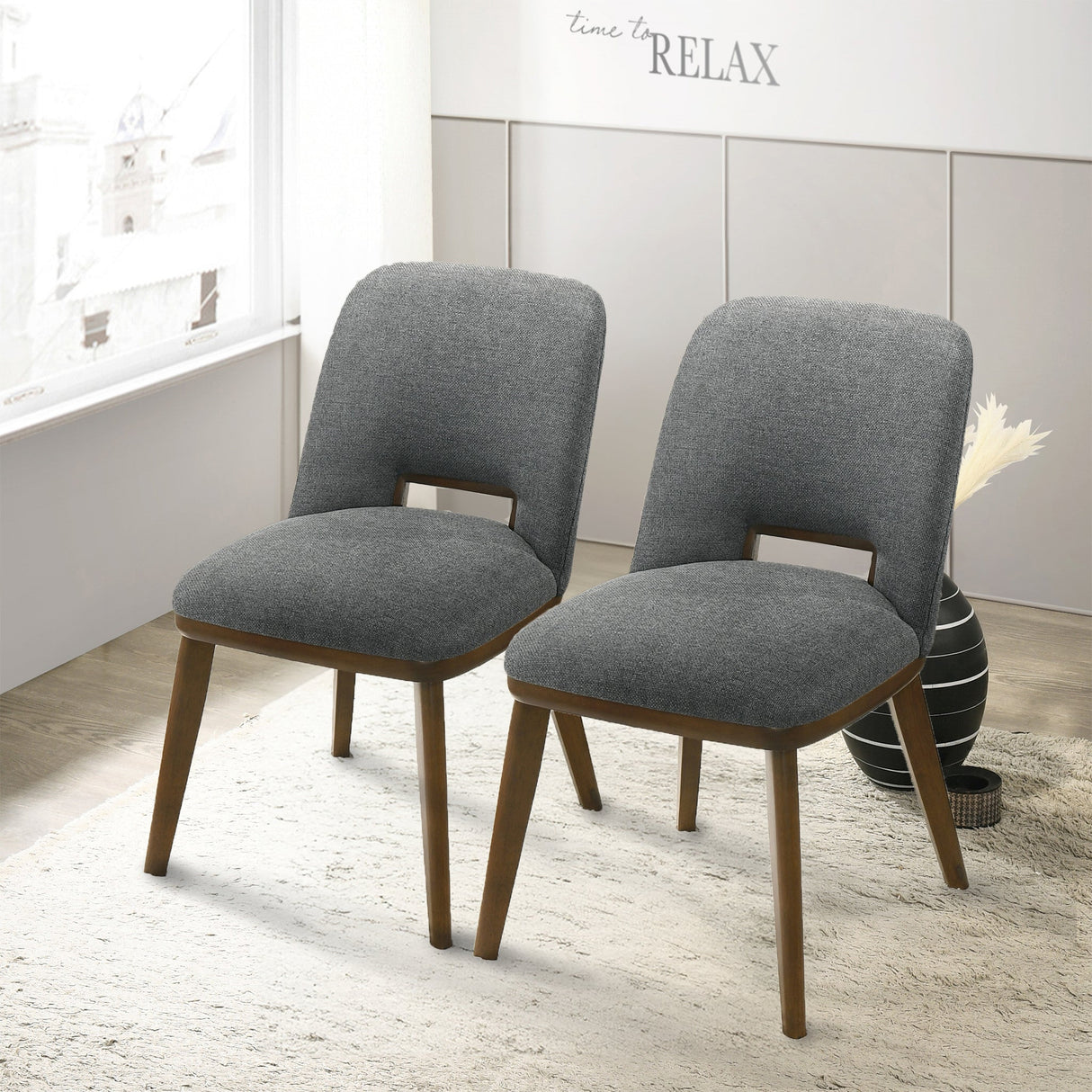 Blake Dark Grey Fabric Dining Chair (Set of 2) - AFC01933 - Luna Furniture