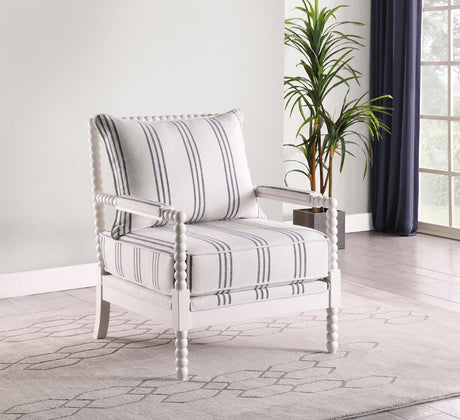 Blanchett Upholstered Accent Chair with Spindle Accent White and Navy - 903835 - Luna Furniture