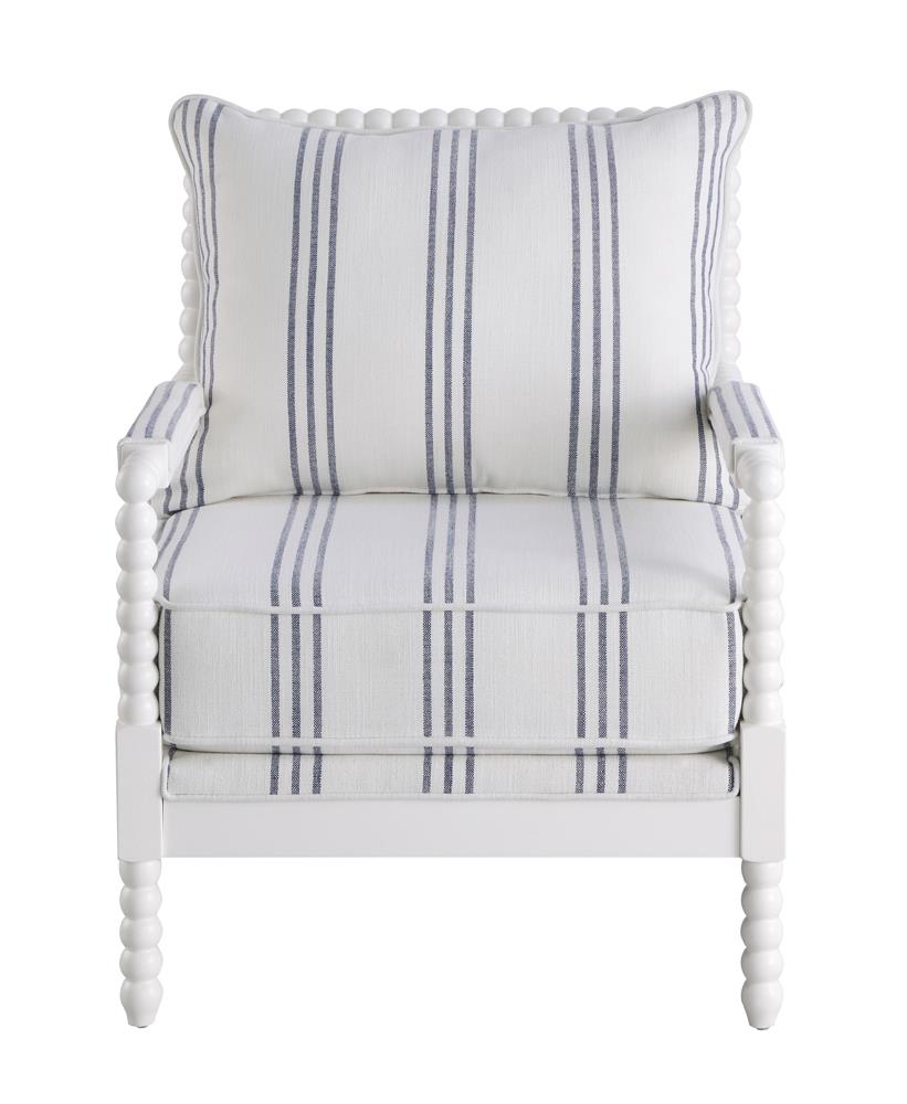 Blanchett Upholstered Accent Chair with Spindle Accent White and Navy - 903835 - Luna Furniture