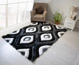 3D Shaggy GRAY-BLACK Area Rug - 3D151 - 3D151-GRY/BLC-57 - Luna Furniture