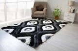 3D Shaggy GRAY-BLACK Area Rug - 3D151 - 3D151-GRY/BLC-57 - Luna Furniture