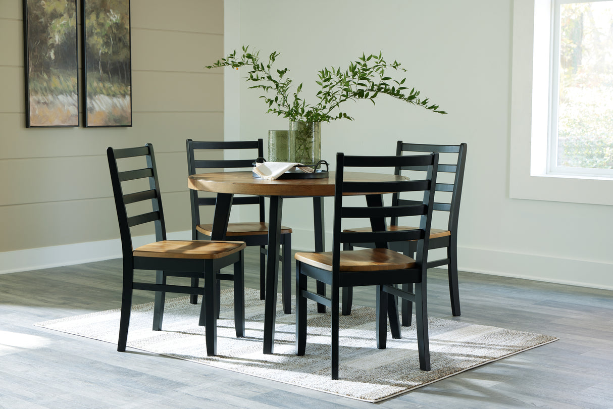 Blondon Brown/Black Dining Table and 4 Chairs (Set of 5) - D413-225 - Luna Furniture