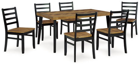 Blondon Brown/Black Dining Table and 6 Chairs (Set of 7) - D413-425 - Luna Furniture