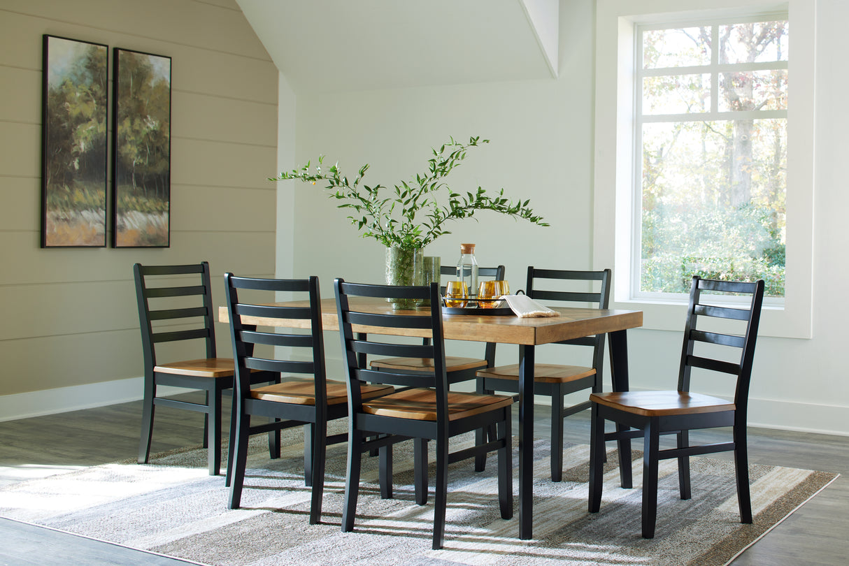 Blondon Brown/Black Dining Table and 6 Chairs (Set of 7) from Ashley - Luna Furniture