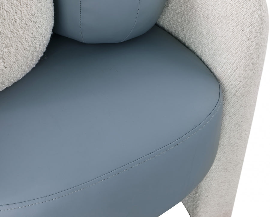 Acadia Blue Boucle Fabric and Faux Leather Accent Chair from Meridian - Luna Furniture