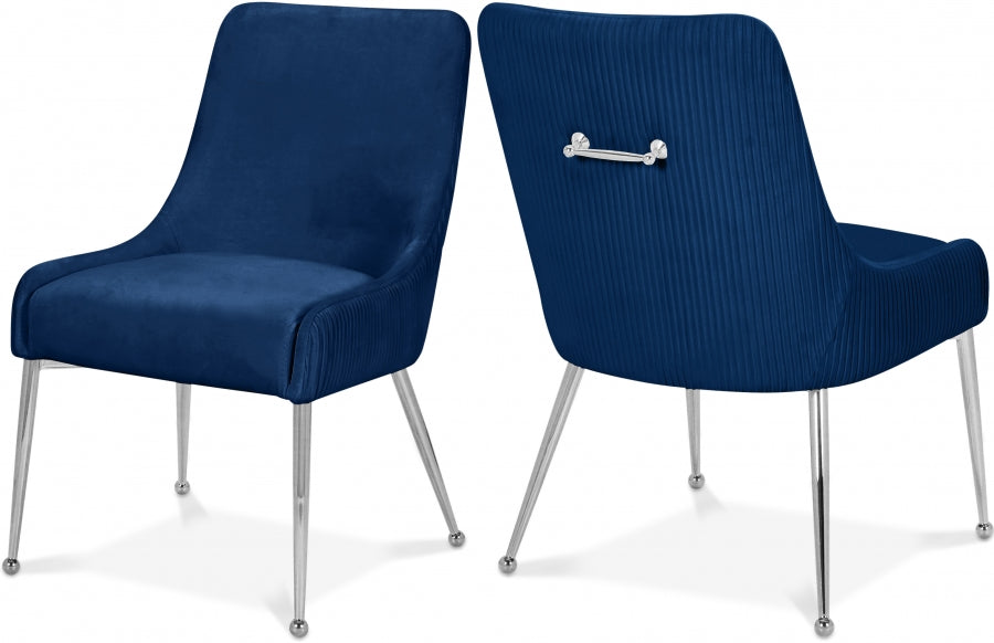 Ace Blue Velvet Dining Chair, Set of 2 from Meridian - Luna Furniture