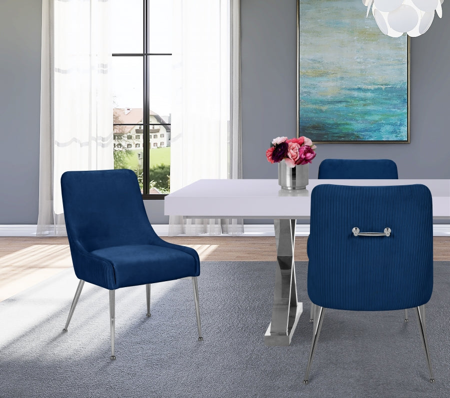 Ace Blue Velvet Dining Chair, Set of 2 from Meridian - Luna Furniture