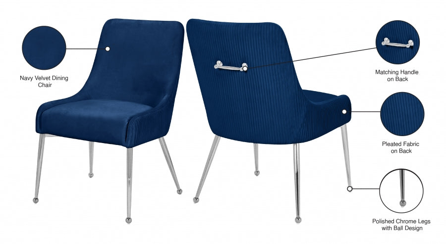 Ace Blue Velvet Dining Chair, Set of 2 from Meridian - Luna Furniture