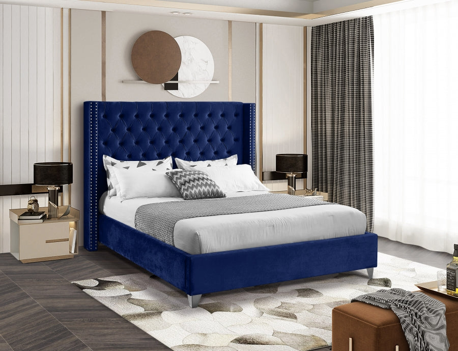 Aiden Blue Velvet Full Bed from Meridian - Luna Furniture