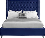 Aiden Blue Velvet Full Bed from Meridian - Luna Furniture