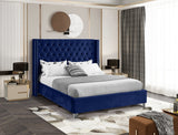 Aiden Blue Velvet Queen Bed from Meridian - Luna Furniture