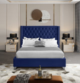 Aiden Blue Velvet Queen Bed from Meridian - Luna Furniture