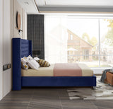 Aiden Blue Velvet Queen Bed from Meridian - Luna Furniture