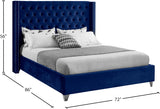 Aiden Blue Velvet Queen Bed from Meridian - Luna Furniture