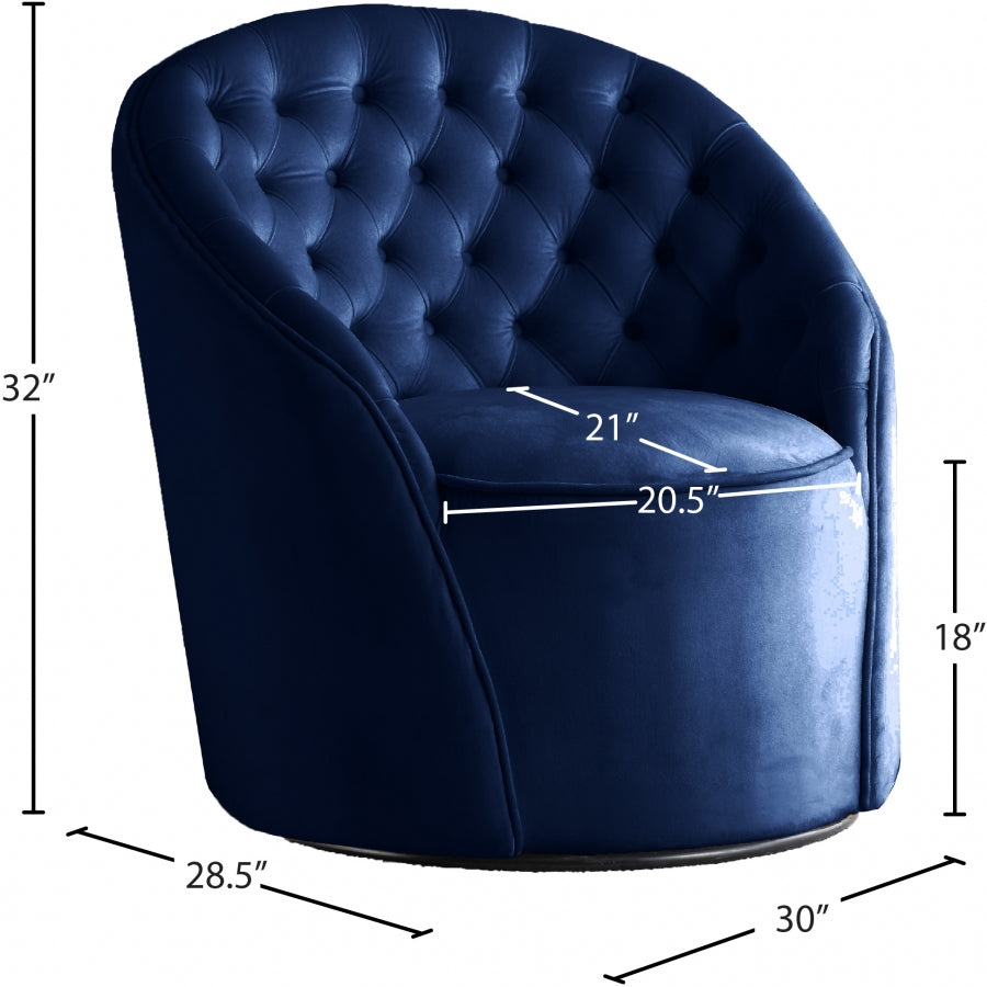 Alessio Blue Velvet Accent Chair from Meridian - Luna Furniture