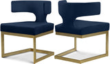 Alexandra Blue Velvet Dining Chair from Meridian - Luna Furniture