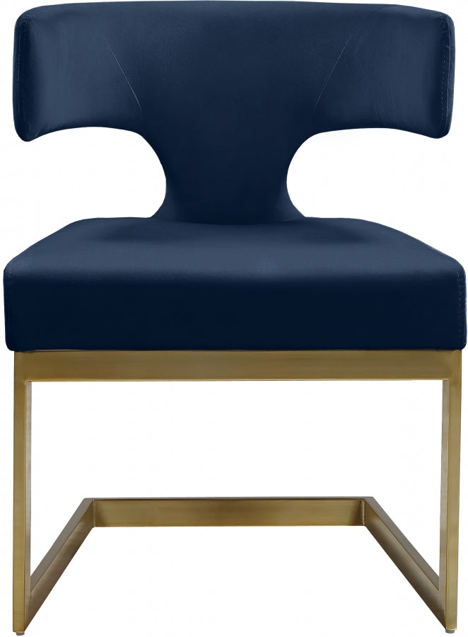 Alexandra Blue Velvet Dining Chair from Meridian - Luna Furniture