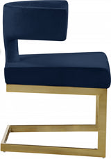 Alexandra Blue Velvet Dining Chair from Meridian - Luna Furniture