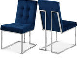 Alexis Blue Velvet Dining Chair, Set of 2 from Meridian - Luna Furniture