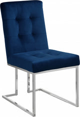 Alexis Blue Velvet Dining Chair, Set of 2 from Meridian - Luna Furniture