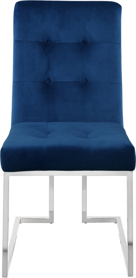 Alexis Blue Velvet Dining Chair, Set of 2 from Meridian - Luna Furniture