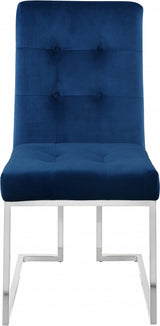 Alexis Blue Velvet Dining Chair, Set of 2 from Meridian - Luna Furniture