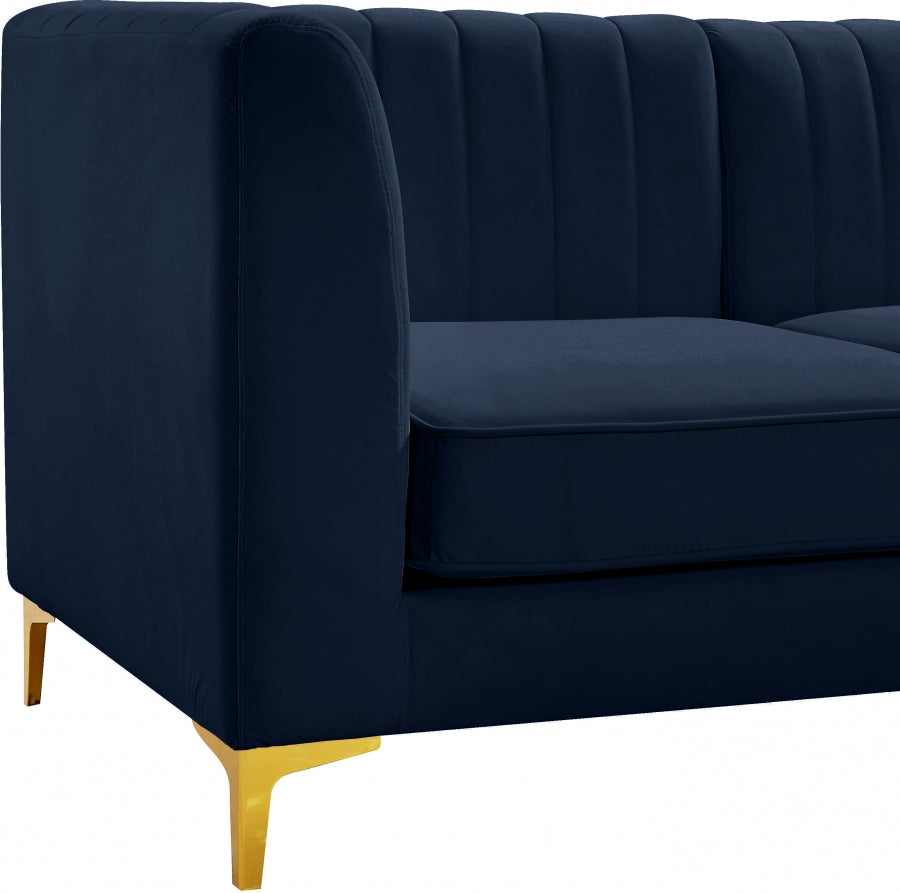 Alina Blue Velvet Modular Sectional from Meridian - Luna Furniture