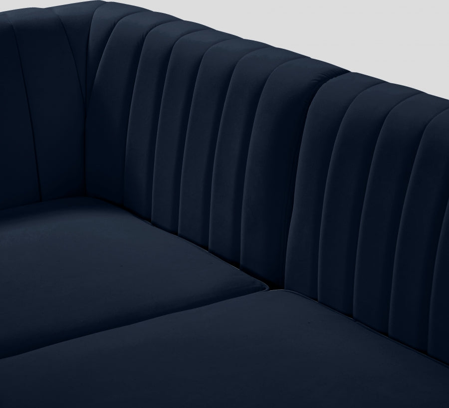 Alina Blue Velvet Modular Sectional from Meridian - Luna Furniture