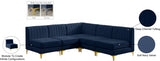 Alina Blue Velvet Modular Sectional from Meridian - Luna Furniture