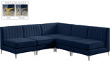 Alina Blue Velvet Modular Sectional from Meridian - Luna Furniture