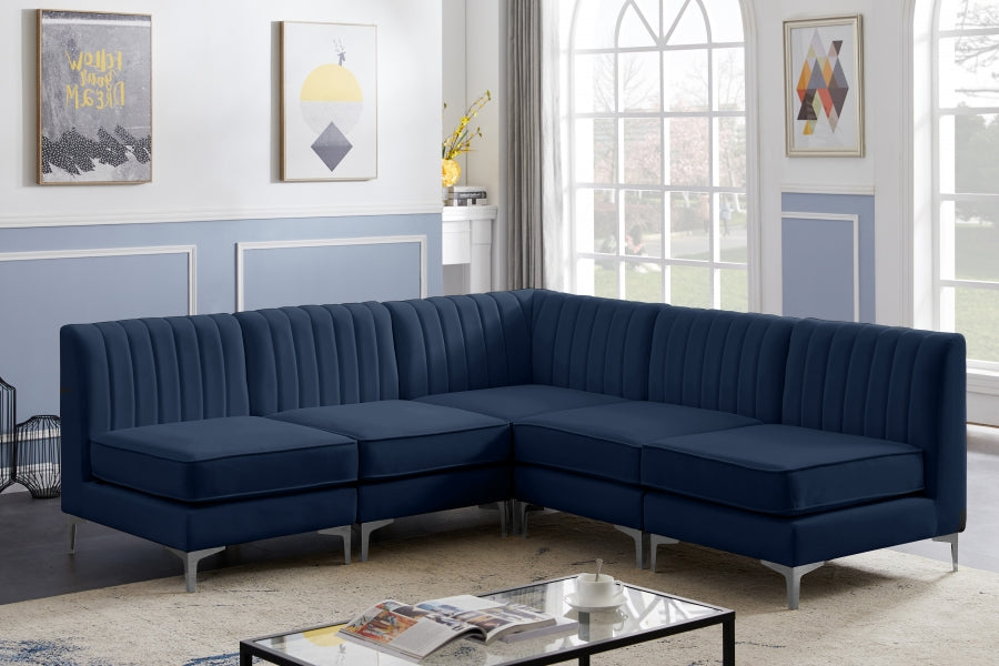 Alina Blue Velvet Modular Sectional from Meridian - Luna Furniture