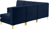 Alina Blue Velvet Modular Sectional from Meridian - Luna Furniture