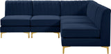 Alina Blue Velvet Modular Sectional from Meridian - Luna Furniture