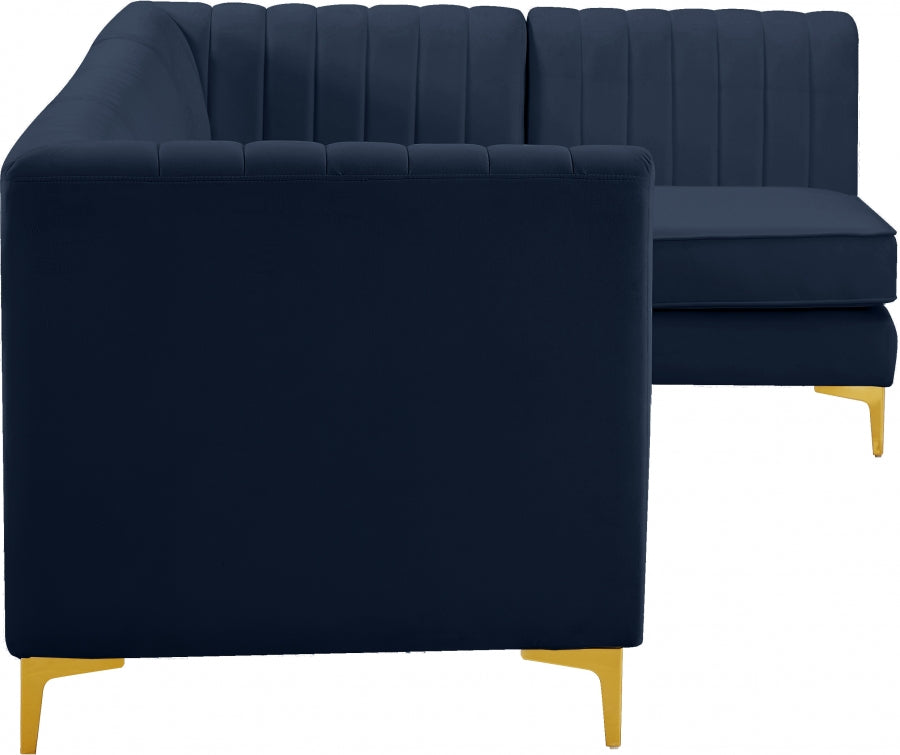 Alina Blue Velvet Modular Sectional from Meridian - Luna Furniture