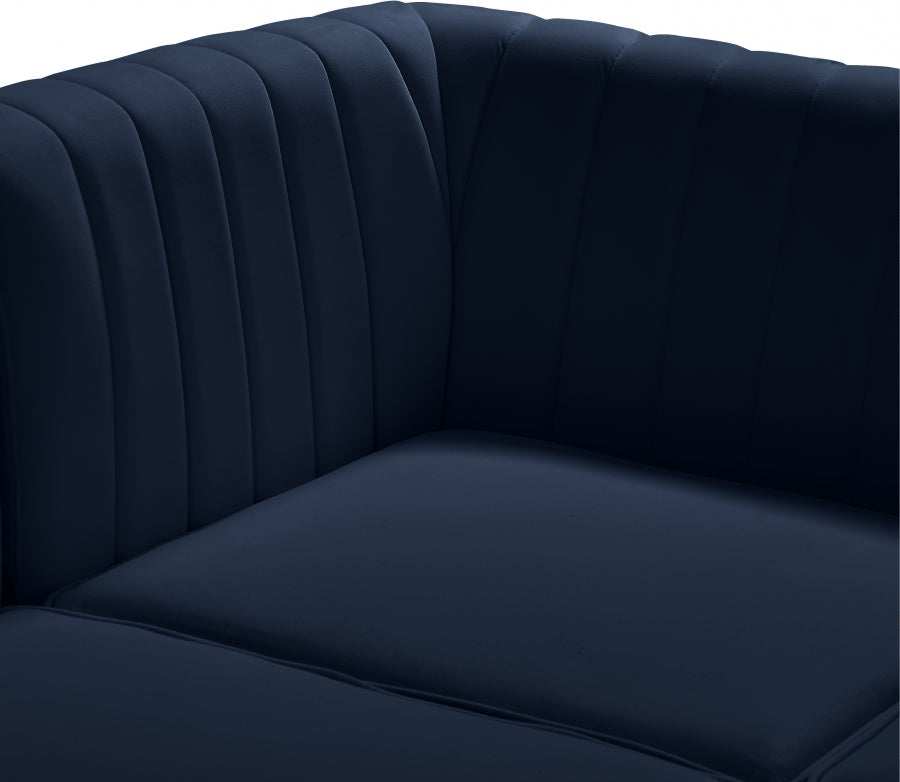 Alina Blue Velvet Modular Sectional from Meridian - Luna Furniture