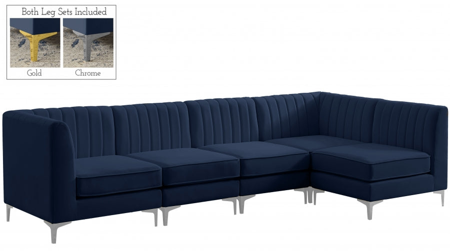 Alina Blue Velvet Modular Sectional from Meridian - Luna Furniture