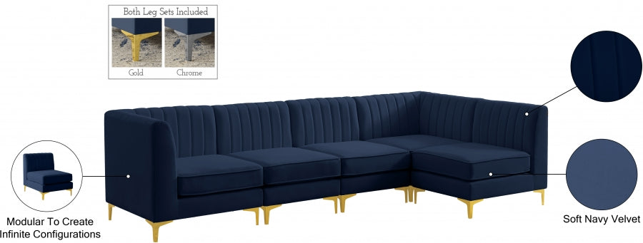 Alina Blue Velvet Modular Sectional from Meridian - Luna Furniture