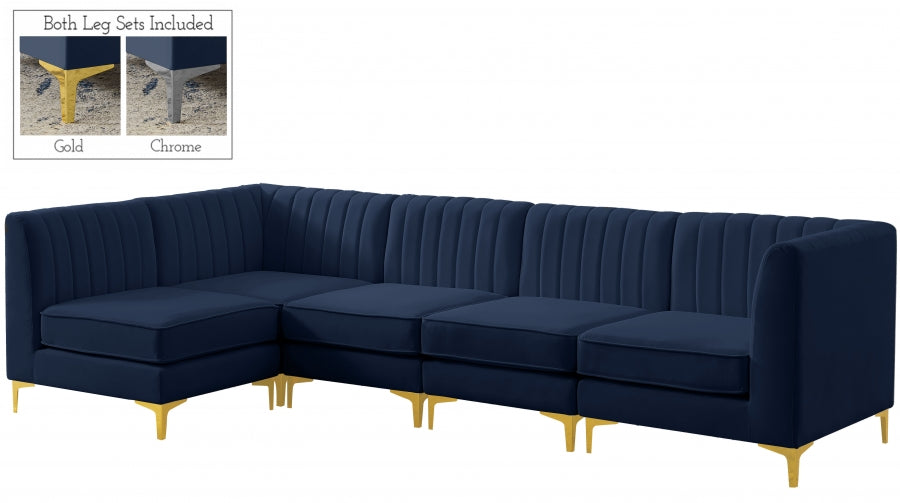 Alina Blue Velvet Modular Sectional from Meridian - Luna Furniture