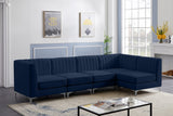 Alina Blue Velvet Modular Sectional from Meridian - Luna Furniture