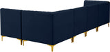 Alina Blue Velvet Modular Sectional from Meridian - Luna Furniture