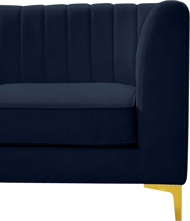 Alina Blue Velvet Modular Sectional from Meridian - Luna Furniture